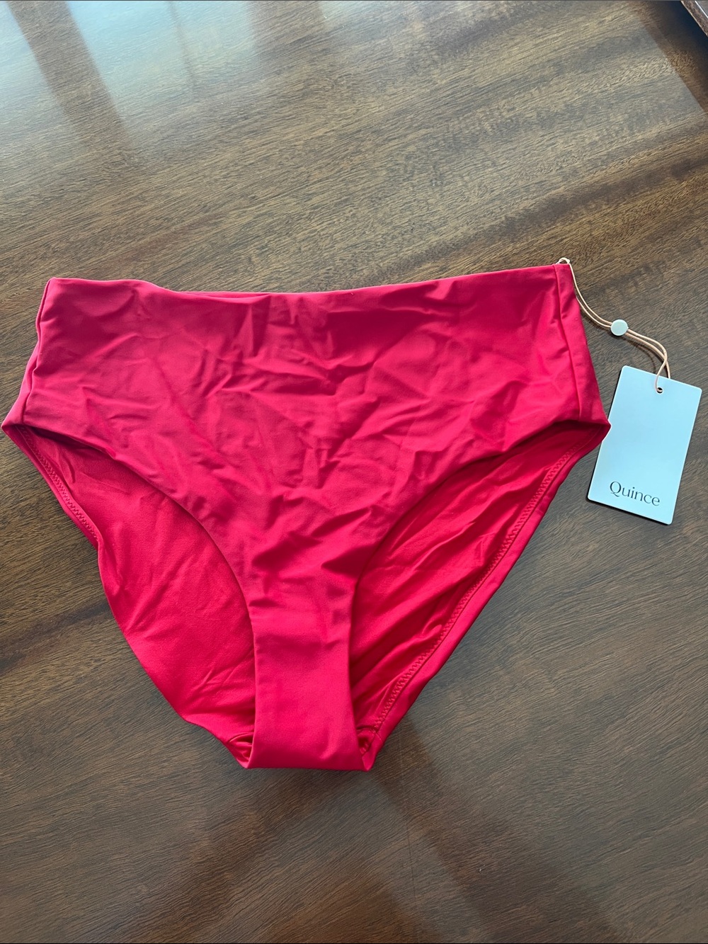 Quince High-Waist Swim Bottoms in Red